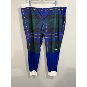 The North Face Base Layer Pants Womens Size 2XL Blue Plaid Polyester Waffle Knit